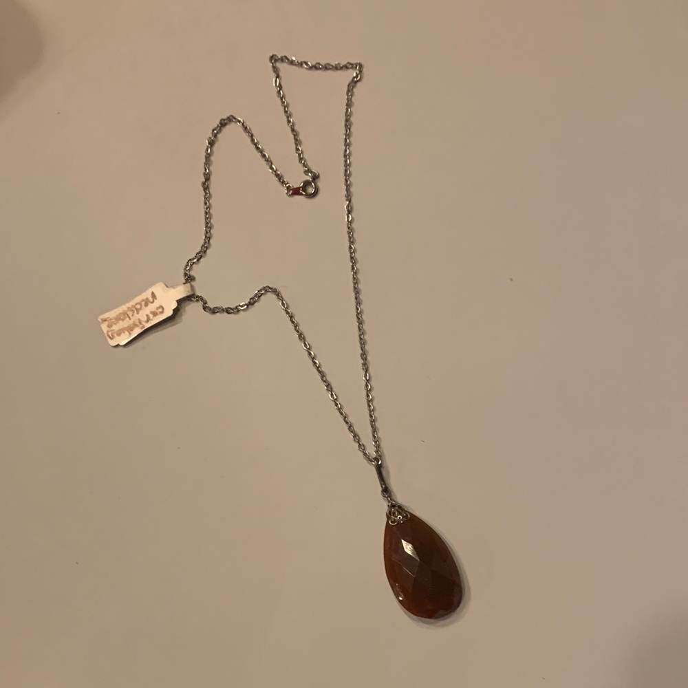 Elegant Brown Teardrop Pendant Necklace